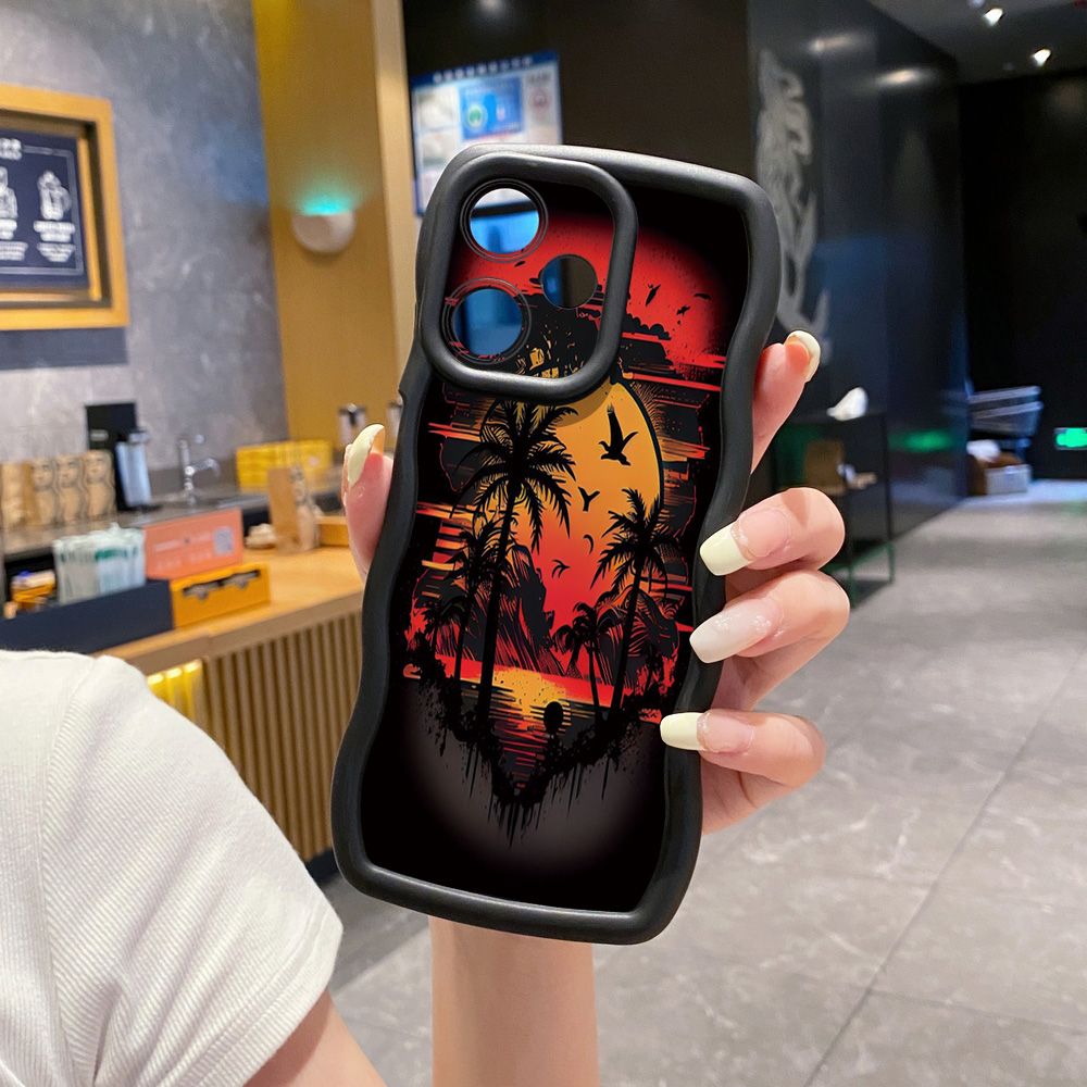 For Infinix Hot 40i 40 Pro Note 30 Play Smart 8 Pro 9 10 Play Lite Coconut Tree Vocation Girl Wave Frame Phone Case Anti Drop Cover