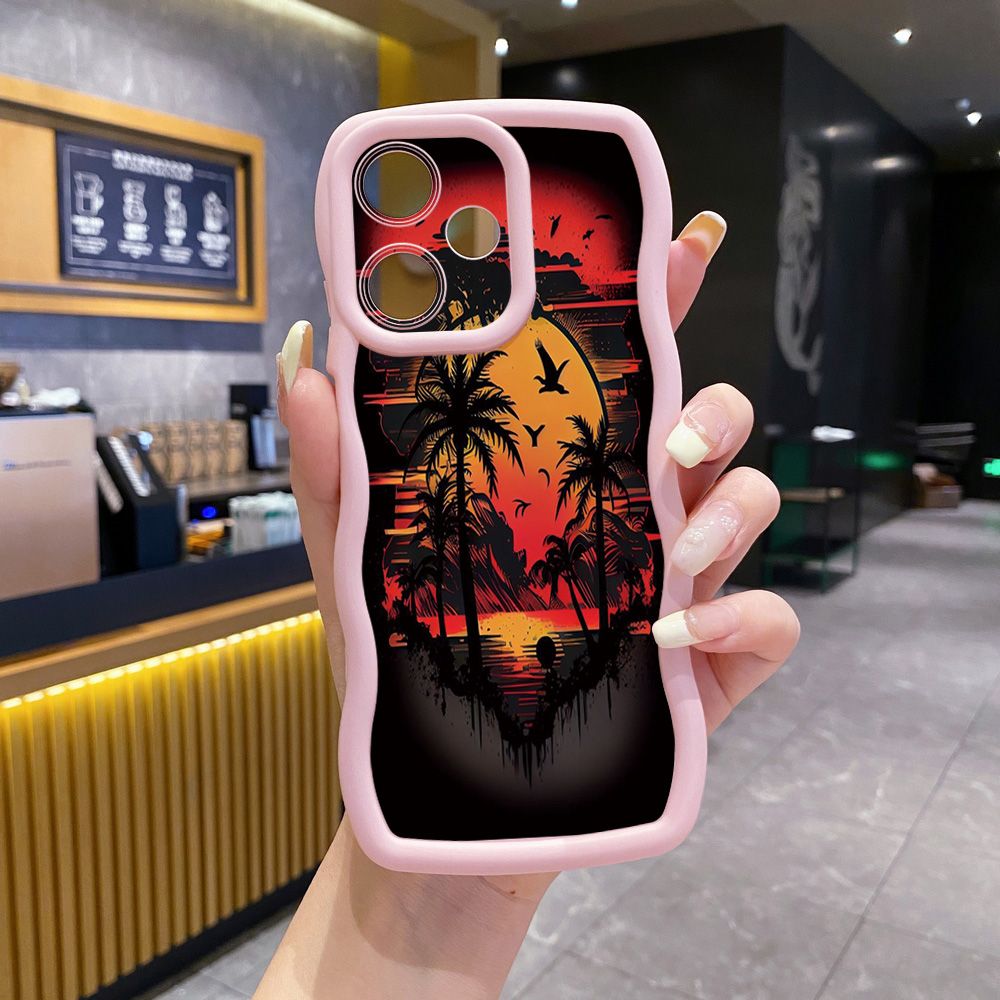 For Infinix Hot 40i 40 Pro Note 30 Play Smart 8 Pro 9 10 Play Lite Coconut Tree Vocation Girl Wave Frame Phone Case Anti Drop Cover