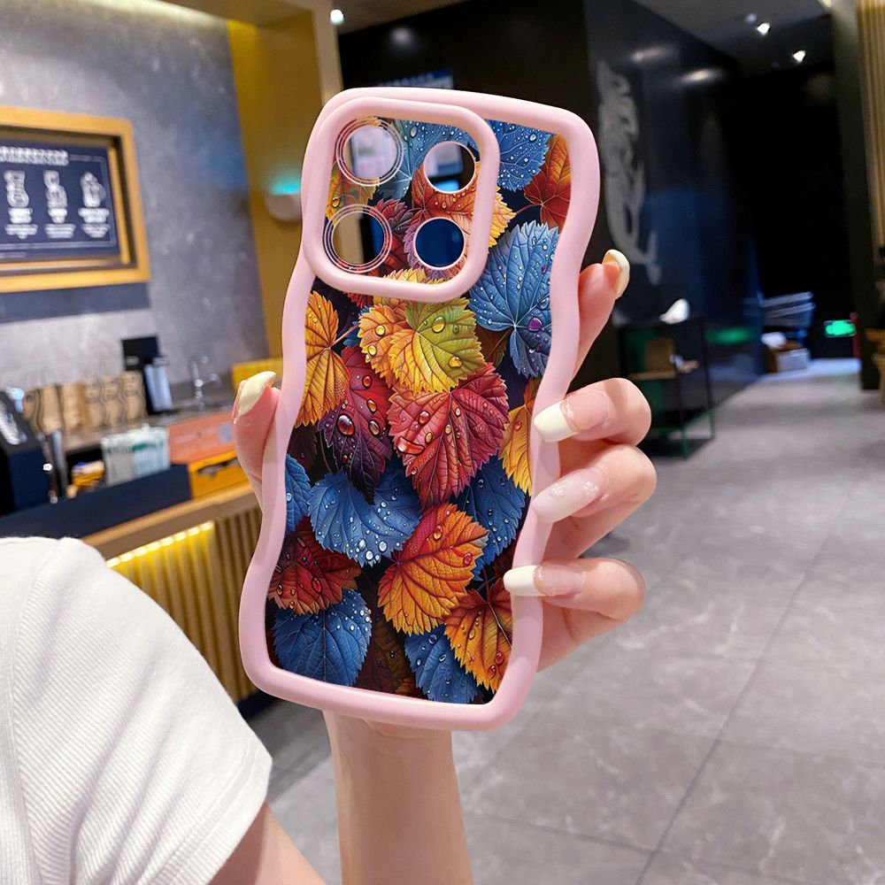 For Xiaomi Redmi Note 13 Pro 5G 12S 12 Turbo 11S 13C 12C Autumn Leaves Wave Frame Phone Case Anti Drop Cover