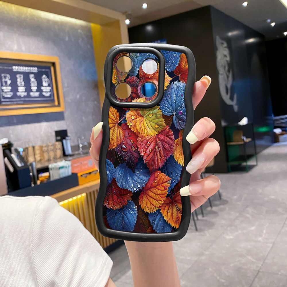 For Xiaomi Redmi Note 13 Pro 5G 12S 12 Turbo 11S 13C 12C Autumn Leaves Wave Frame Phone Case Anti Drop Cover