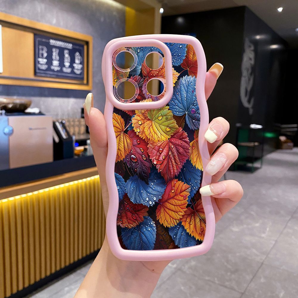 For Xiaomi Redmi Note 13 Pro 5G 12S 12 Turbo 11S 13C 12C Autumn Leaves Wave Frame Phone Case Anti Drop Cover