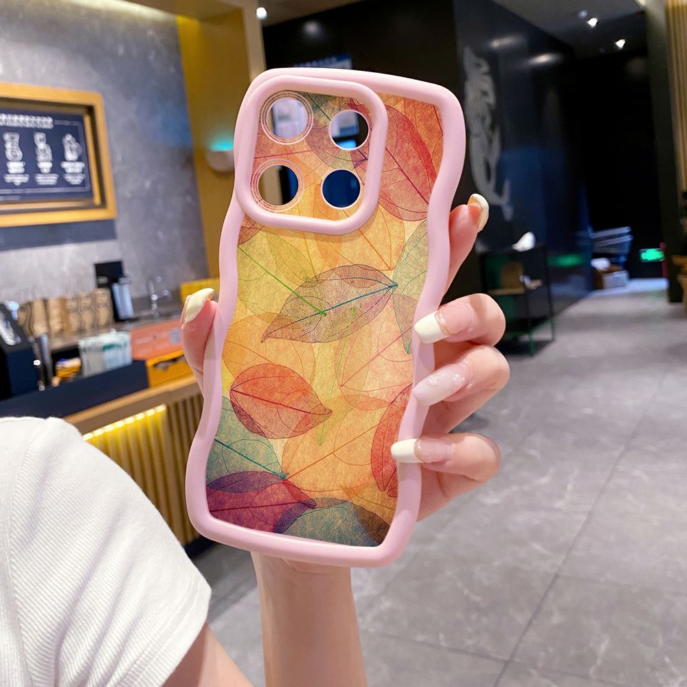 For Xiaomi Redmi Note 13 Pro 5G 12S 12 Turbo 11S 13C 12C Autumn Leaves Wave Frame Phone Case Anti Drop Cover