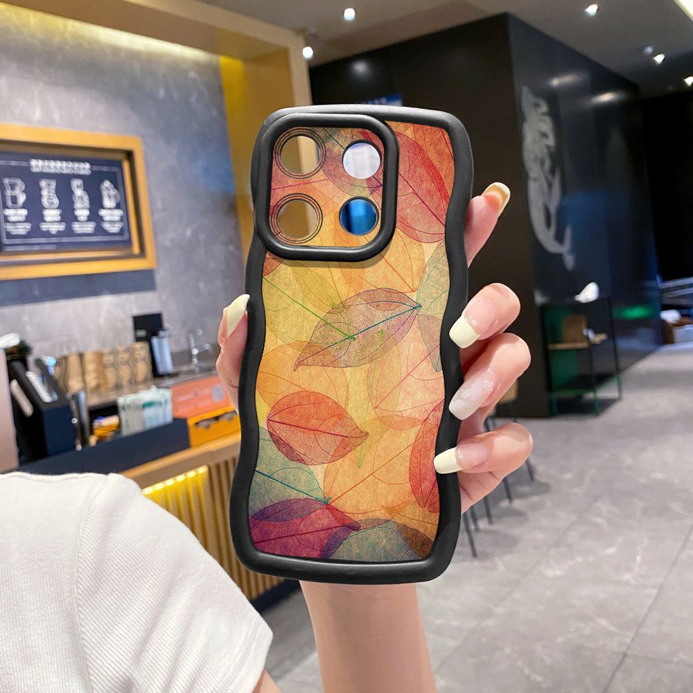 For Xiaomi Redmi Note 13 Pro 5G 12S 12 Turbo 11S 13C 12C Autumn Leaves Wave Frame Phone Case Anti Drop Cover