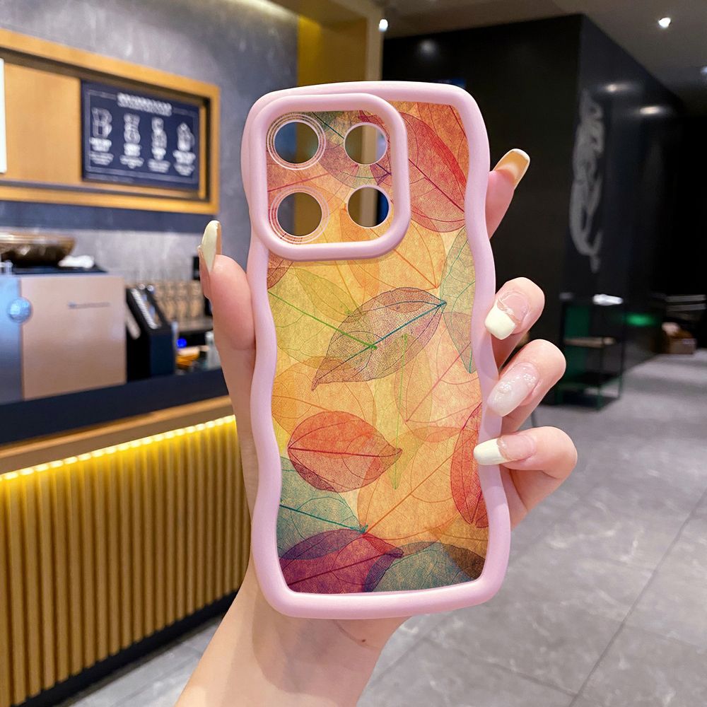 For Xiaomi Redmi Note 13 Pro 5G 12S 12 Turbo 11S 13C 12C Autumn Leaves Wave Frame Phone Case Anti Drop Cover
