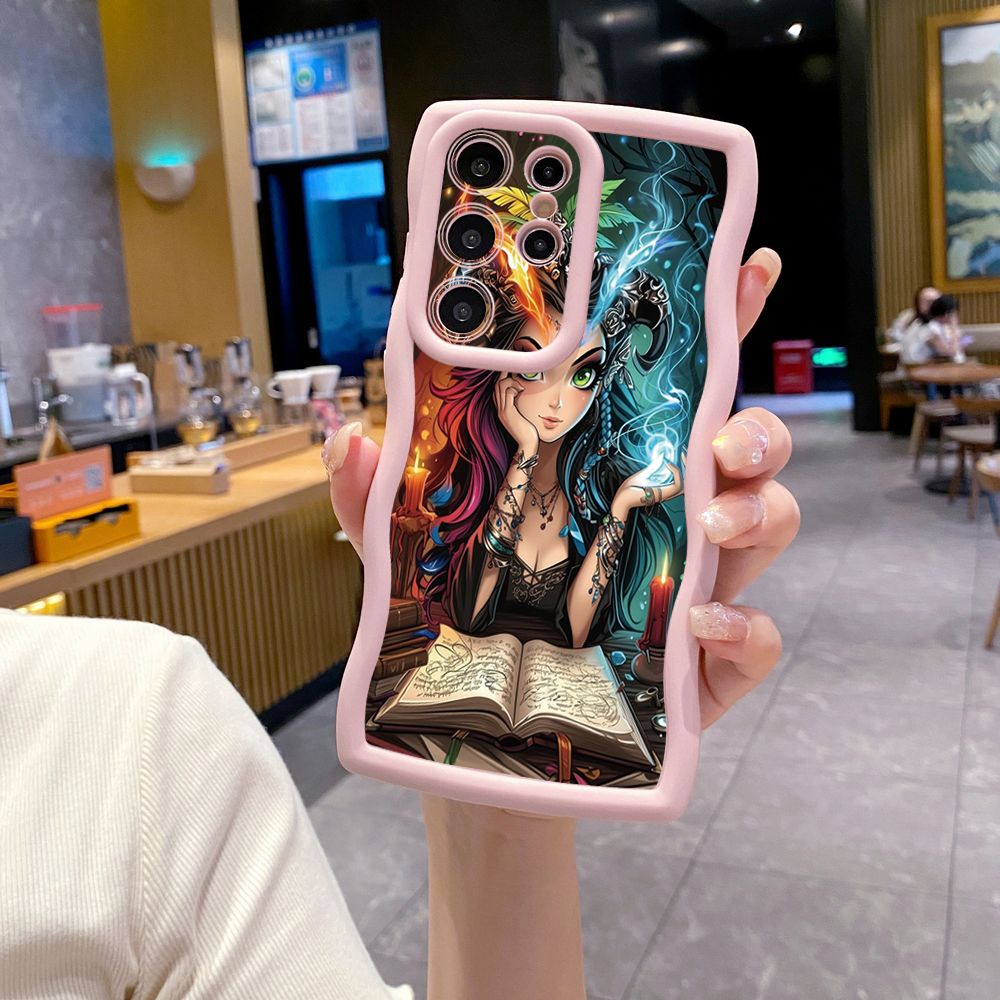 For Samsung Galaxy S24 S23 Ultra S22 Plus S21 FE S20 Cool Magic Girl Wave Frame Phone Case Anti Drop Cover