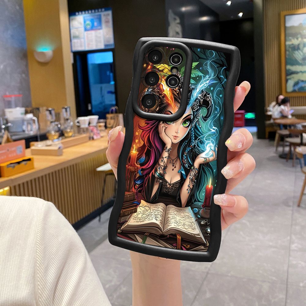 For Samsung Galaxy S24 S23 Ultra S22 Plus S21 FE S20 Cool Magic Girl Wave Frame Phone Case Anti Drop Cover