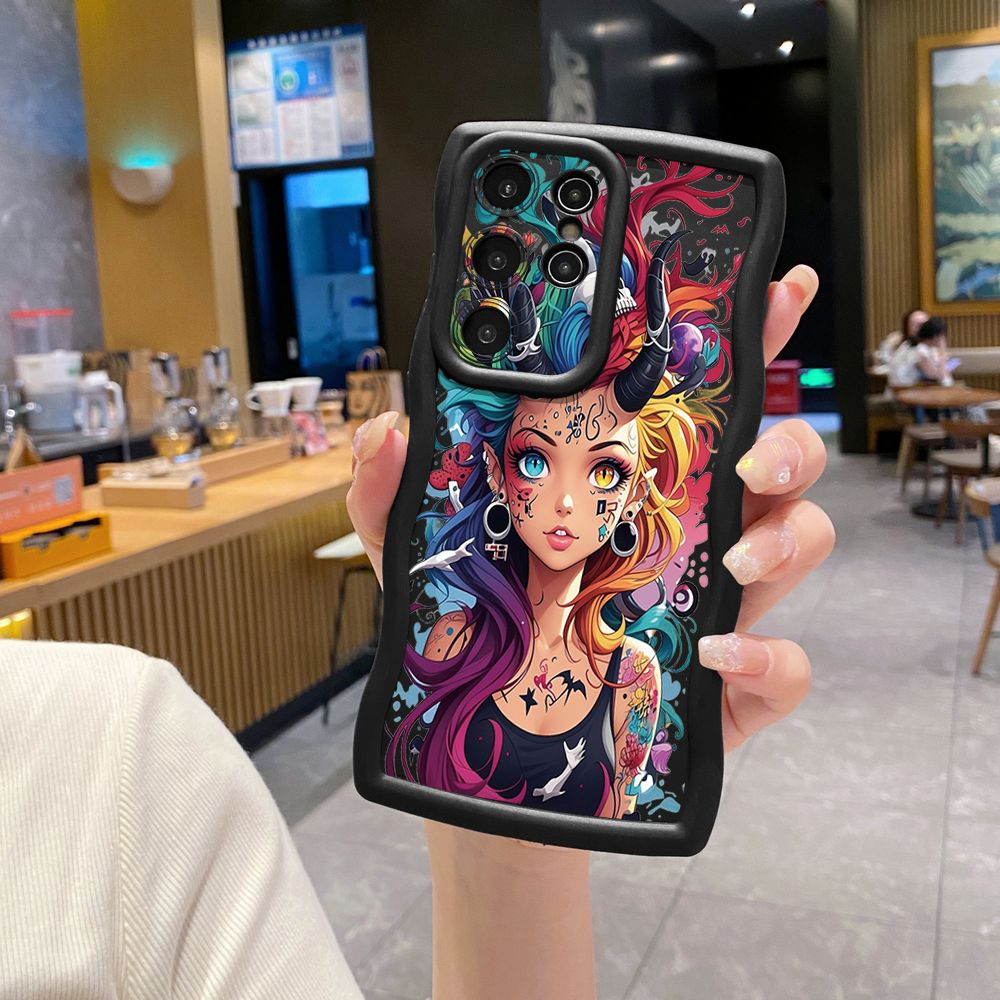 For Samsung Galaxy S24 S23 Ultra S22 Plus S21 FE S20 Cool Magic Girl Wave Frame Phone Case Anti Drop Cover