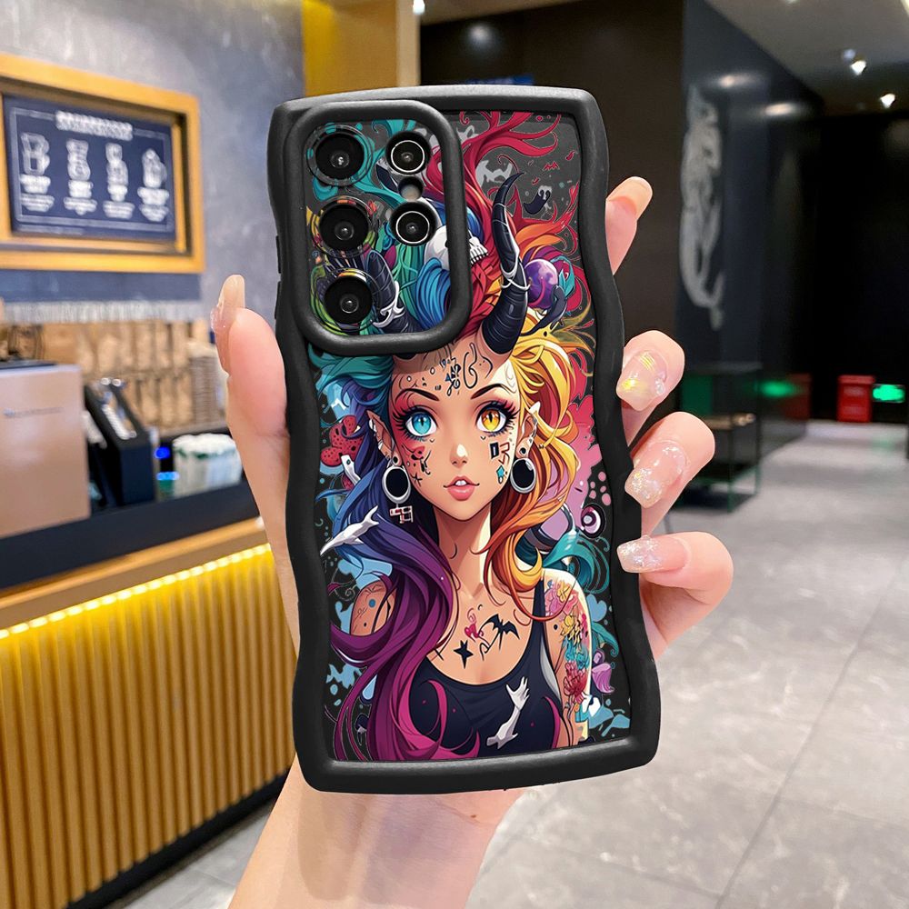 For Samsung Galaxy S24 S23 Ultra S22 Plus S21 FE S20 Cool Magic Girl Wave Frame Phone Case Anti Drop Cover