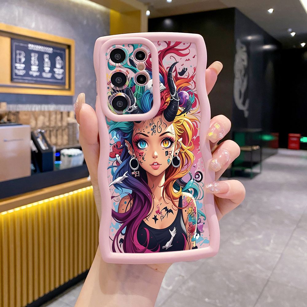 For Samsung Galaxy S24 S23 Ultra S22 Plus S21 FE S20 Cool Magic Girl Wave Frame Phone Case Anti Drop Cover