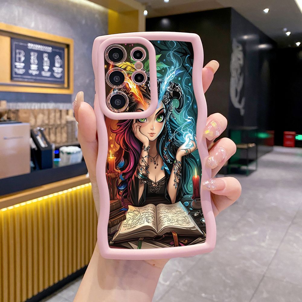 For Samsung Galaxy S24 S23 Ultra S22 Plus S21 FE S20 Cool Magic Girl Wave Frame Phone Case Anti Drop Cover