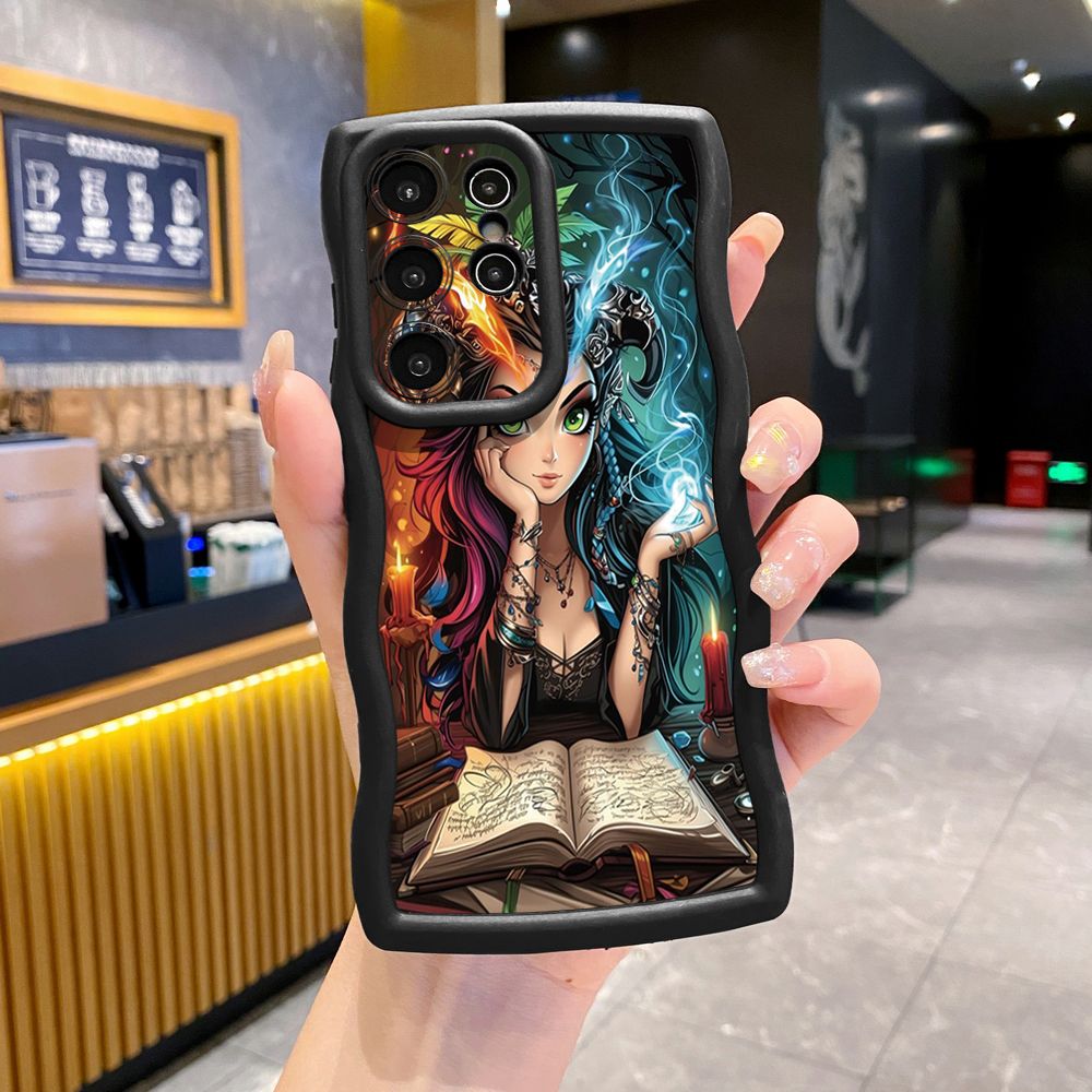 For Samsung Galaxy S24 S23 Ultra S22 Plus S21 FE S20 Cool Magic Girl Wave Frame Phone Case Anti Drop Cover