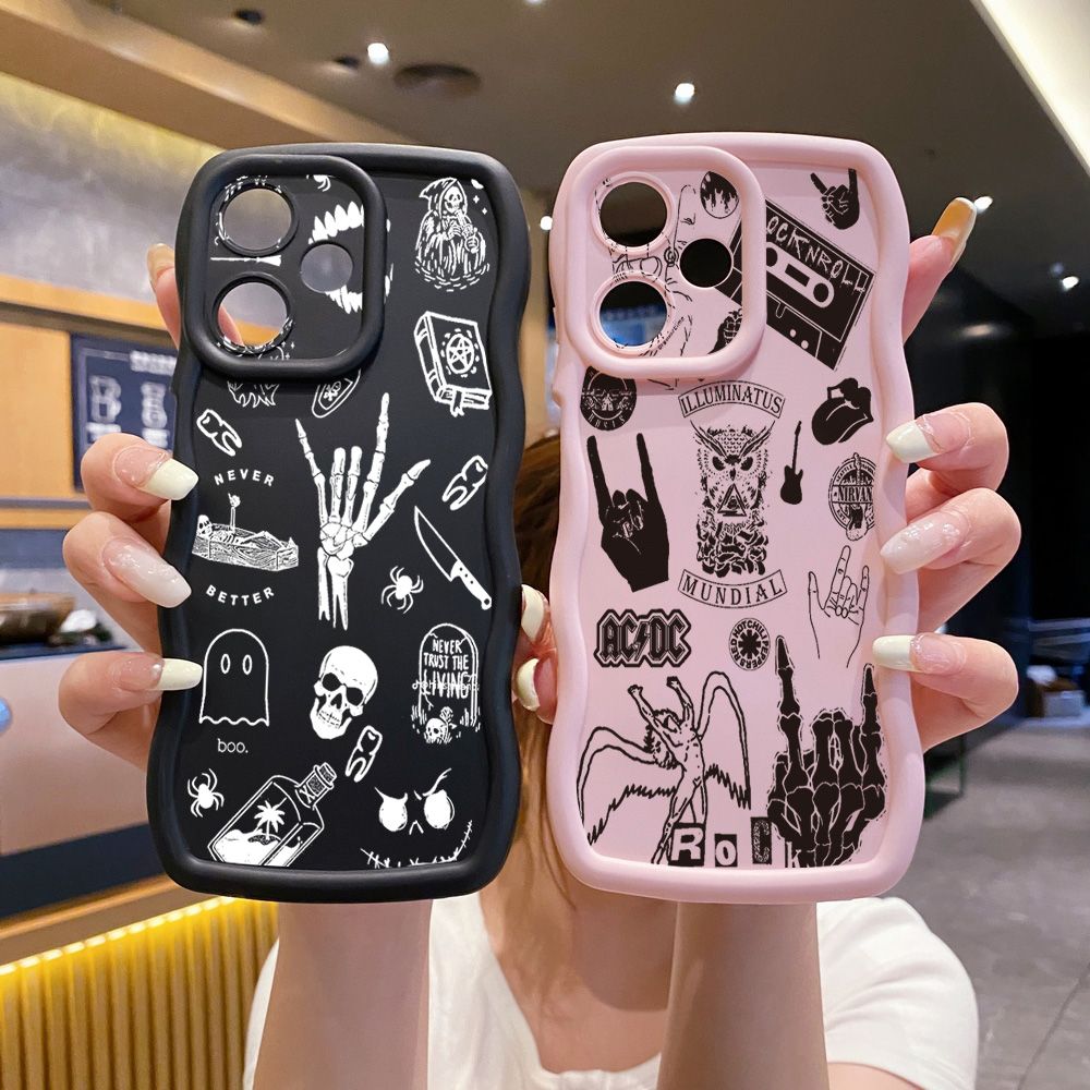 For Motorola MOTO E13 G13 G23 G30 G20 G10 G54 G64 Skeleton Hand Rock Wave Frame Phone Case Anti Drop Cover