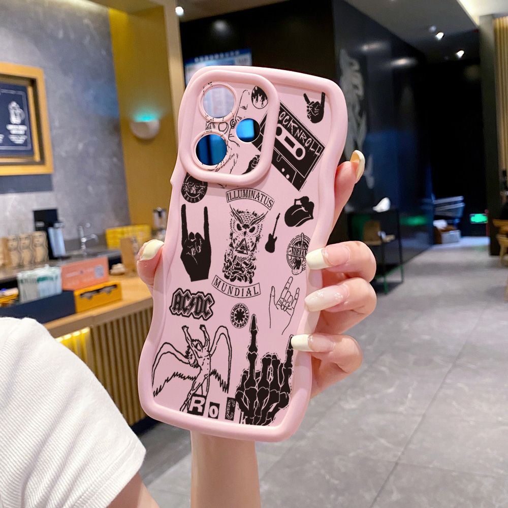 For Motorola MOTO E13 G13 G23 G30 G20 G10 G54 G64 Skeleton Hand Rock Wave Frame Phone Case Anti Drop Cover