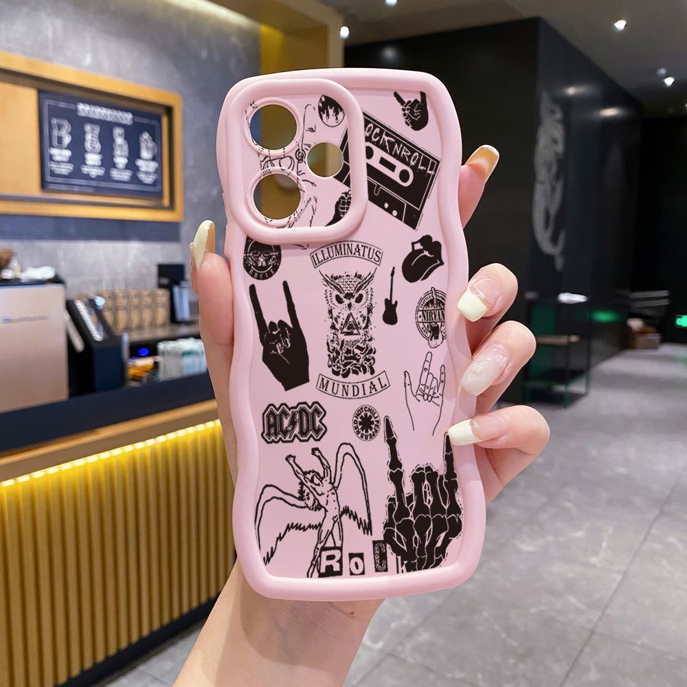 For Motorola MOTO E13 G13 G23 G30 G20 G10 G54 G64 Skeleton Hand Rock Wave Frame Phone Case Anti Drop Cover