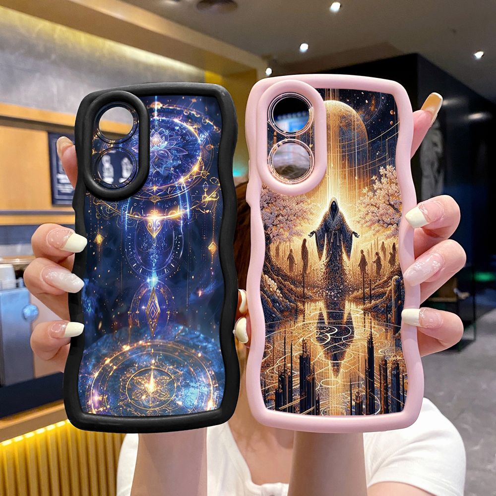 For OPPO Reno 5 6 Lite 7 8 Reno 7Z 8 Z 5F F19 F21 Pro Magic Power Land Wave Frame Phone Case Anti Drop Cover