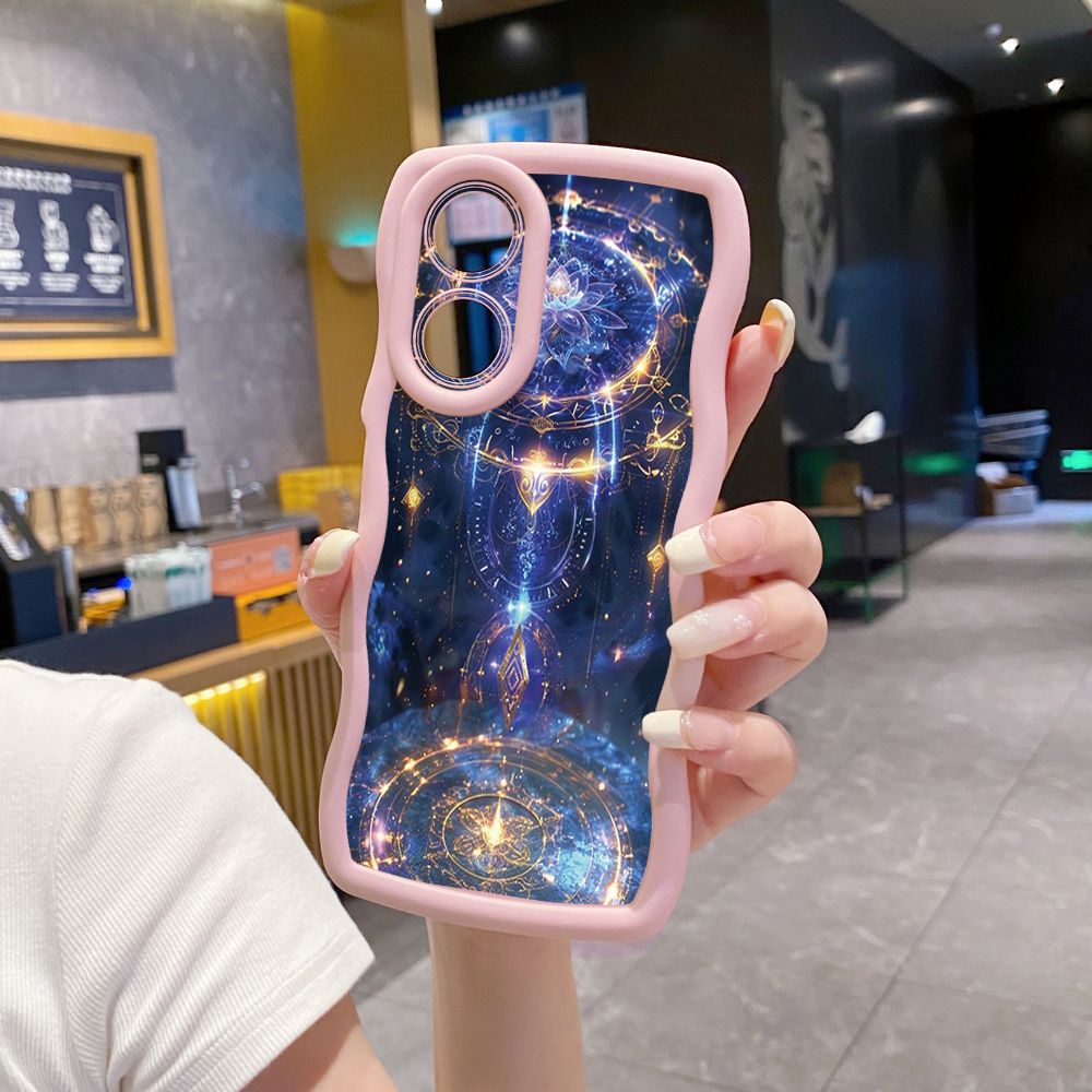 For OPPO Reno 5 6 Lite 7 8 Reno 7Z 8 Z 5F F19 F21 Pro Magic Power Land Wave Frame Phone Case Anti Drop Cover