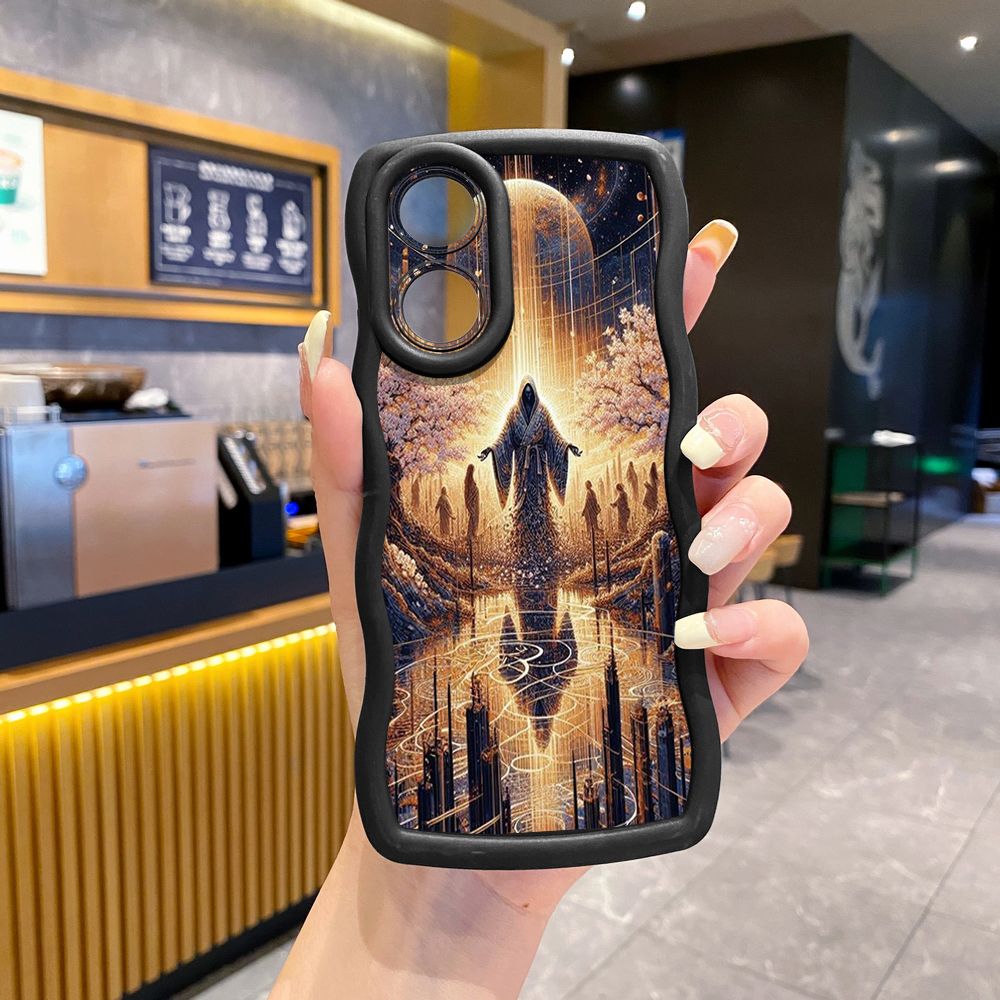 For OPPO Reno 5 6 Lite 7 8 Reno 7Z 8 Z 5F F19 F21 Pro Magic Power Land Wave Frame Phone Case Anti Drop Cover