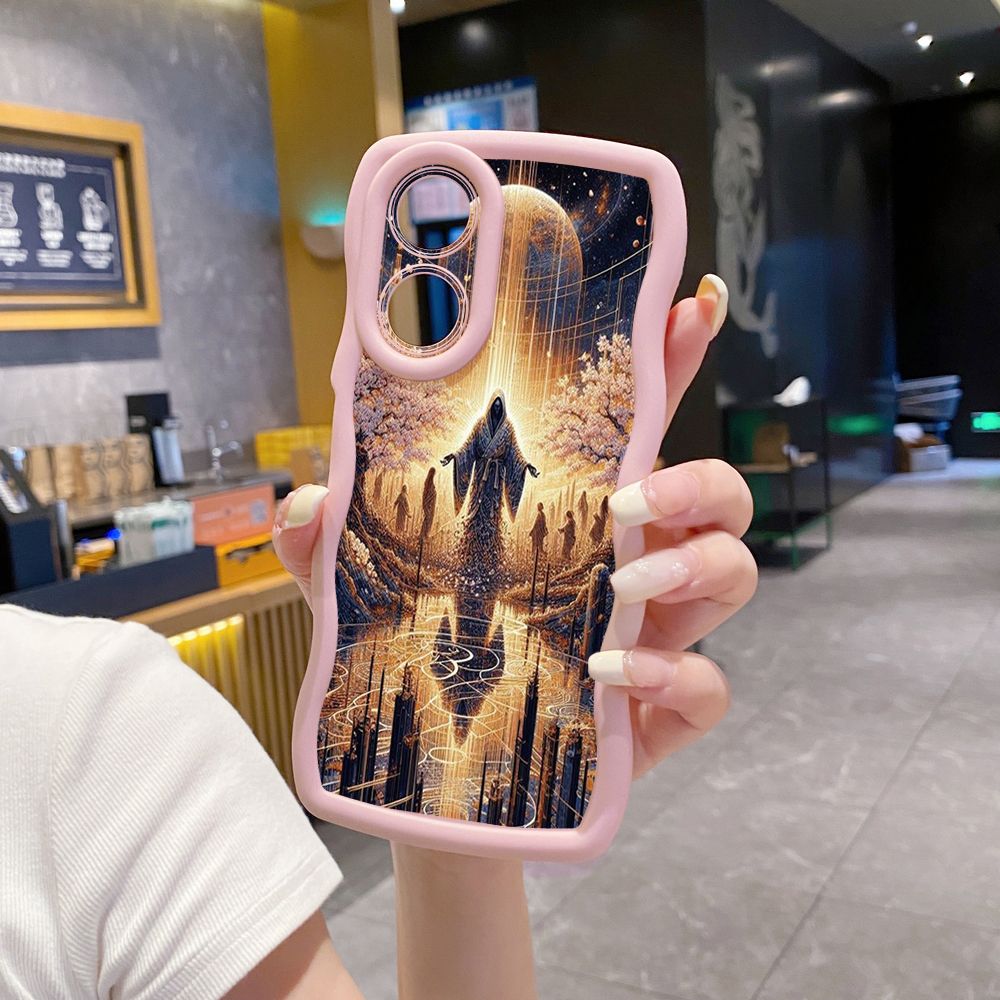 For OPPO Reno 5 6 Lite 7 8 Reno 7Z 8 Z 5F F19 F21 Pro Magic Power Land Wave Frame Phone Case Anti Drop Cover