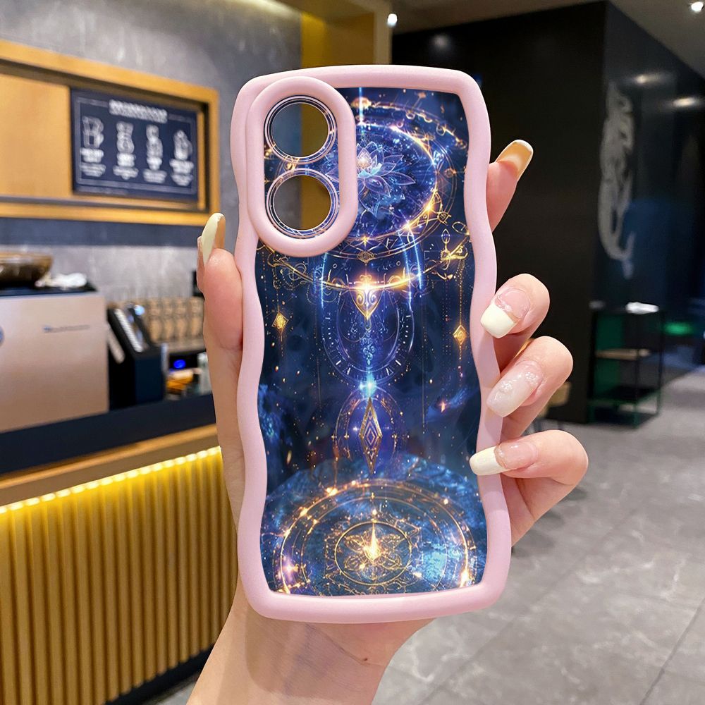 For OPPO Reno 5 6 Lite 7 8 Reno 7Z 8 Z 5F F19 F21 Pro Magic Power Land Wave Frame Phone Case Anti Drop Cover