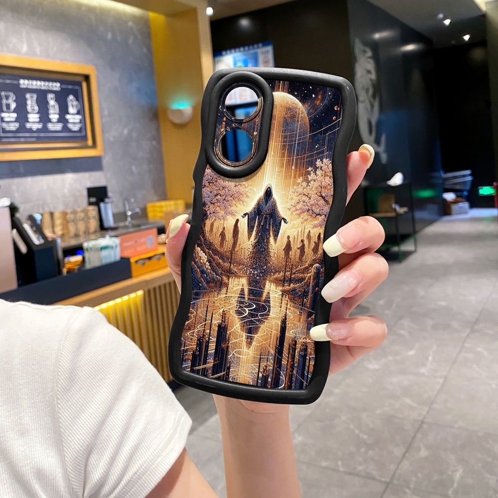 For OPPO Reno 5 6 Lite 7 8 Reno 7Z 8 Z 5F F19 F21 Pro Magic Power Land Wave Frame Phone Case Anti Drop Cover