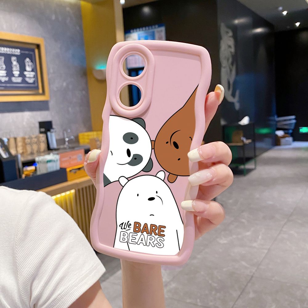 For OPPO Reno 5 6 Lite 7 8 Reno 7Z 8 Z 5F F19 F21 Pro Handbag We Bare Bears Wave Frame Phone Case Anti Drop Cover