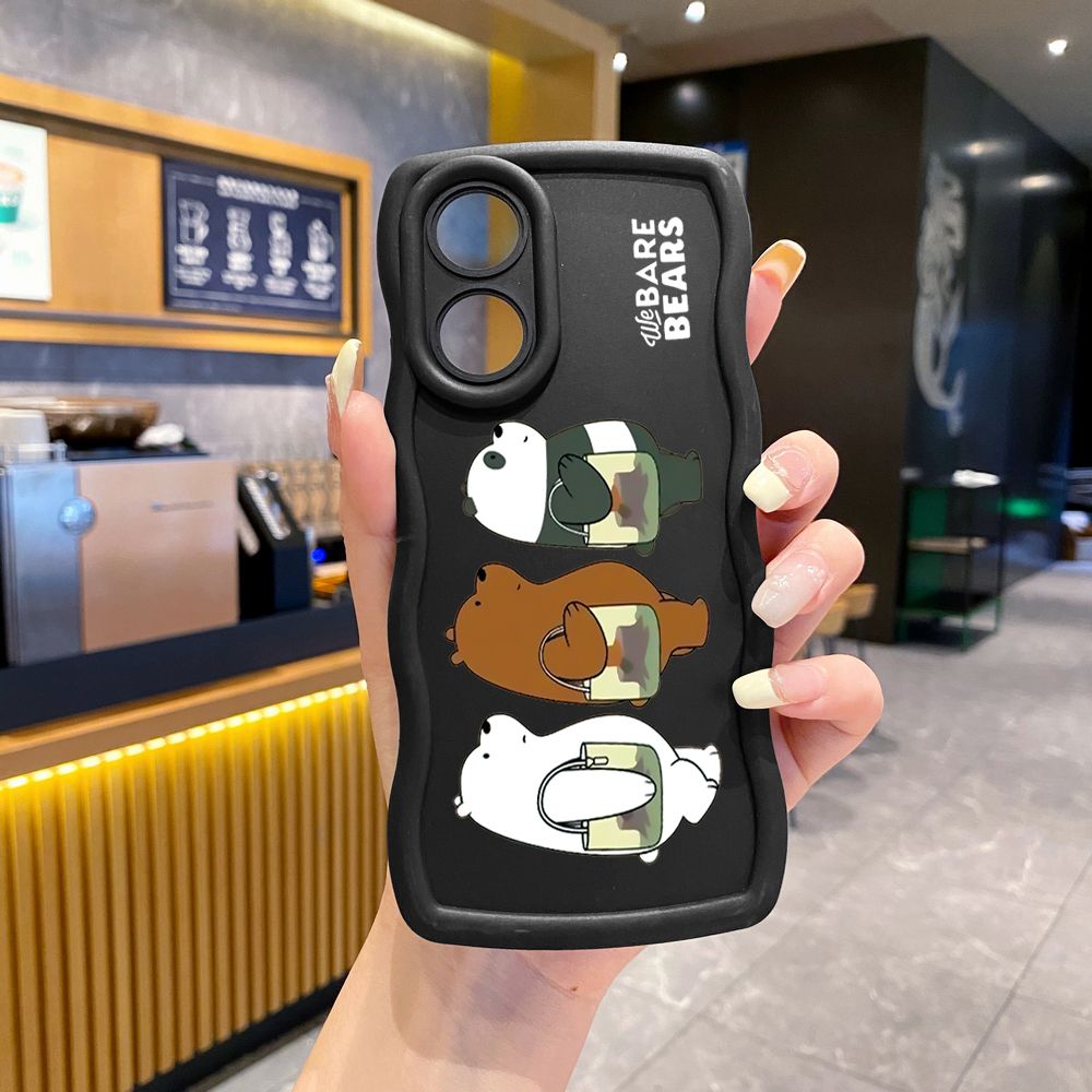 For OPPO Reno 5 6 Lite 7 8 Reno 7Z 8 Z 5F F19 F21 Pro Handbag We Bare Bears Wave Frame Phone Case Anti Drop Cover