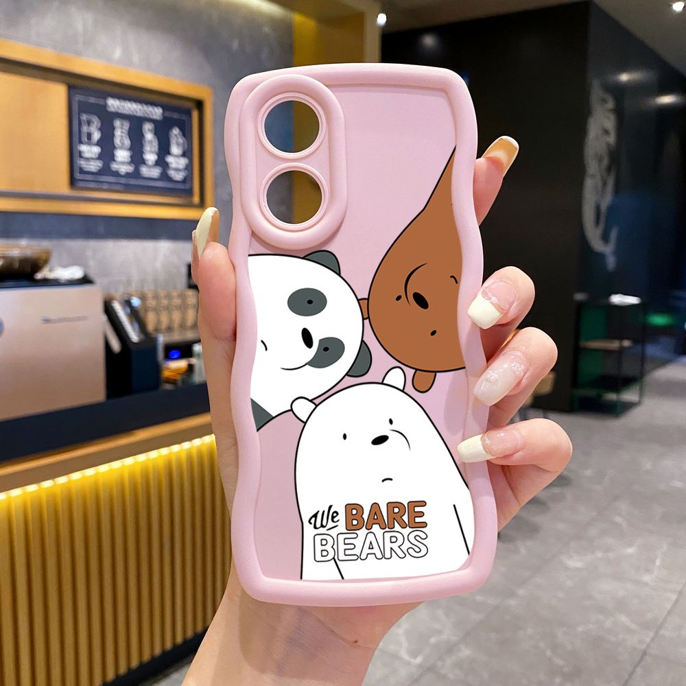 For OPPO Reno 5 6 Lite 7 8 Reno 7Z 8 Z 5F F19 F21 Pro Handbag We Bare Bears Wave Frame Phone Case Anti Drop Cover