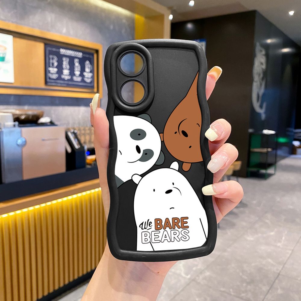 For OPPO Reno 5 6 Lite 7 8 Reno 7Z 8 Z 5F F19 F21 Pro Handbag We Bare Bears Wave Frame Phone Case Anti Drop Cover