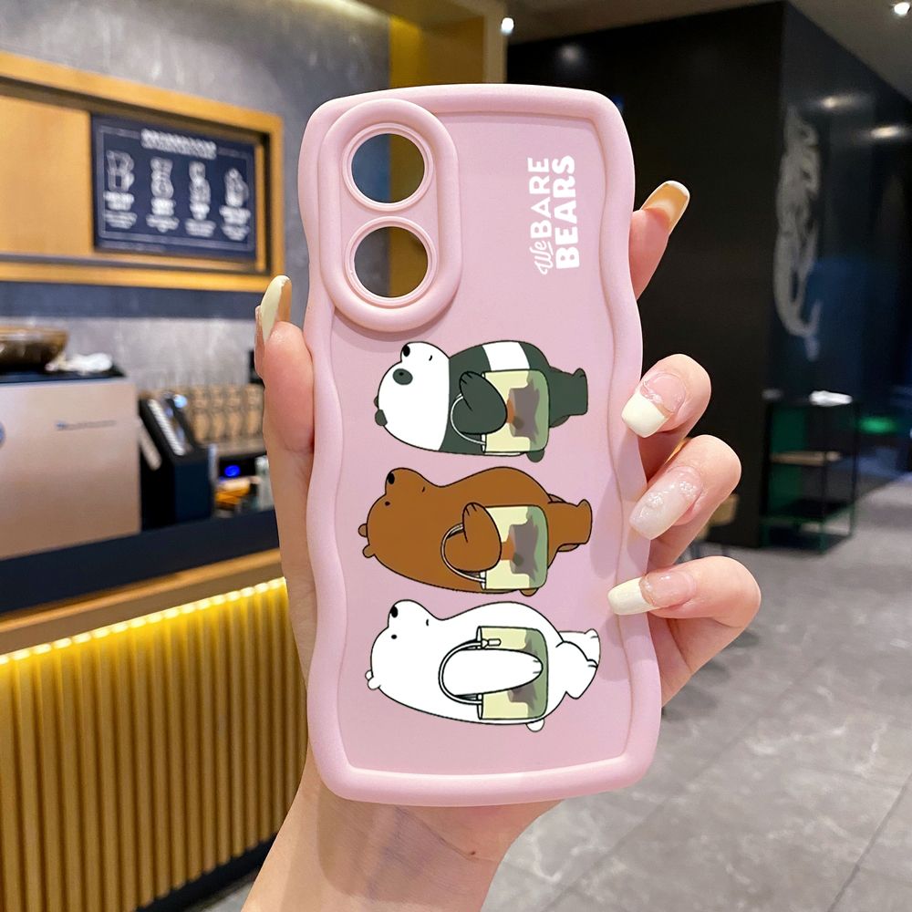 For OPPO Reno 5 6 Lite 7 8 Reno 7Z 8 Z 5F F19 F21 Pro Handbag We Bare Bears Wave Frame Phone Case Anti Drop Cover