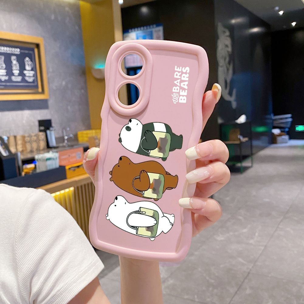 For OPPO Reno 5 6 Lite 7 8 Reno 7Z 8 Z 5F F19 F21 Pro Handbag We Bare Bears Wave Frame Phone Case Anti Drop Cover