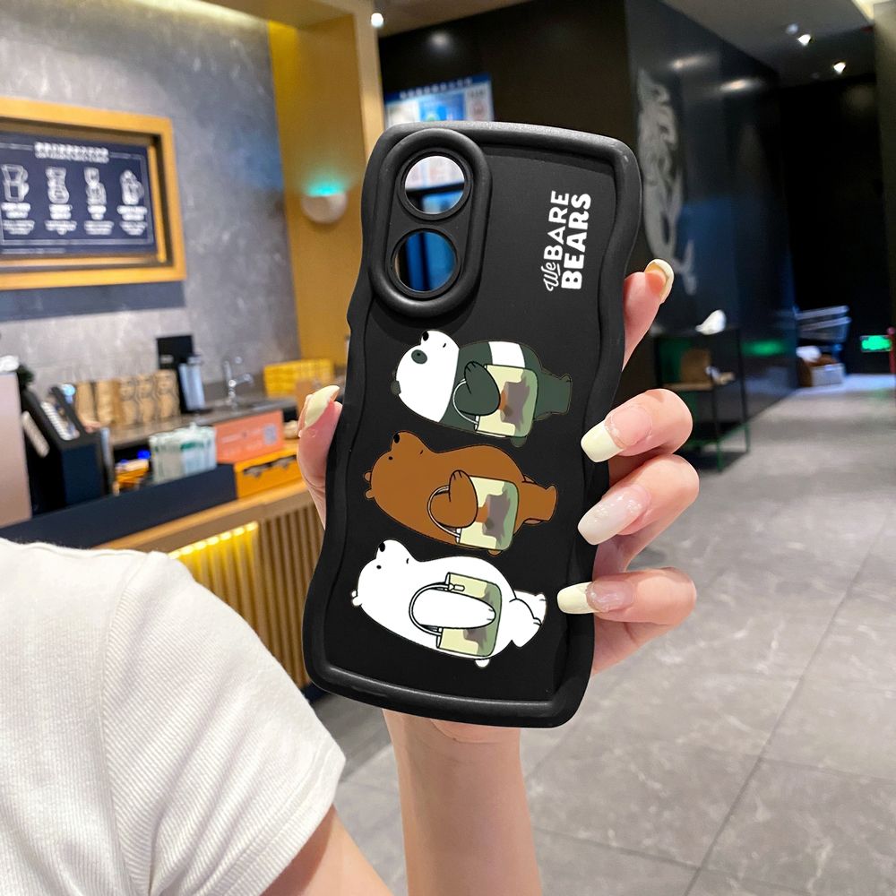 For OPPO Reno 5 6 Lite 7 8 Reno 7Z 8 Z 5F F19 F21 Pro Handbag We Bare Bears Wave Frame Phone Case Anti Drop Cover