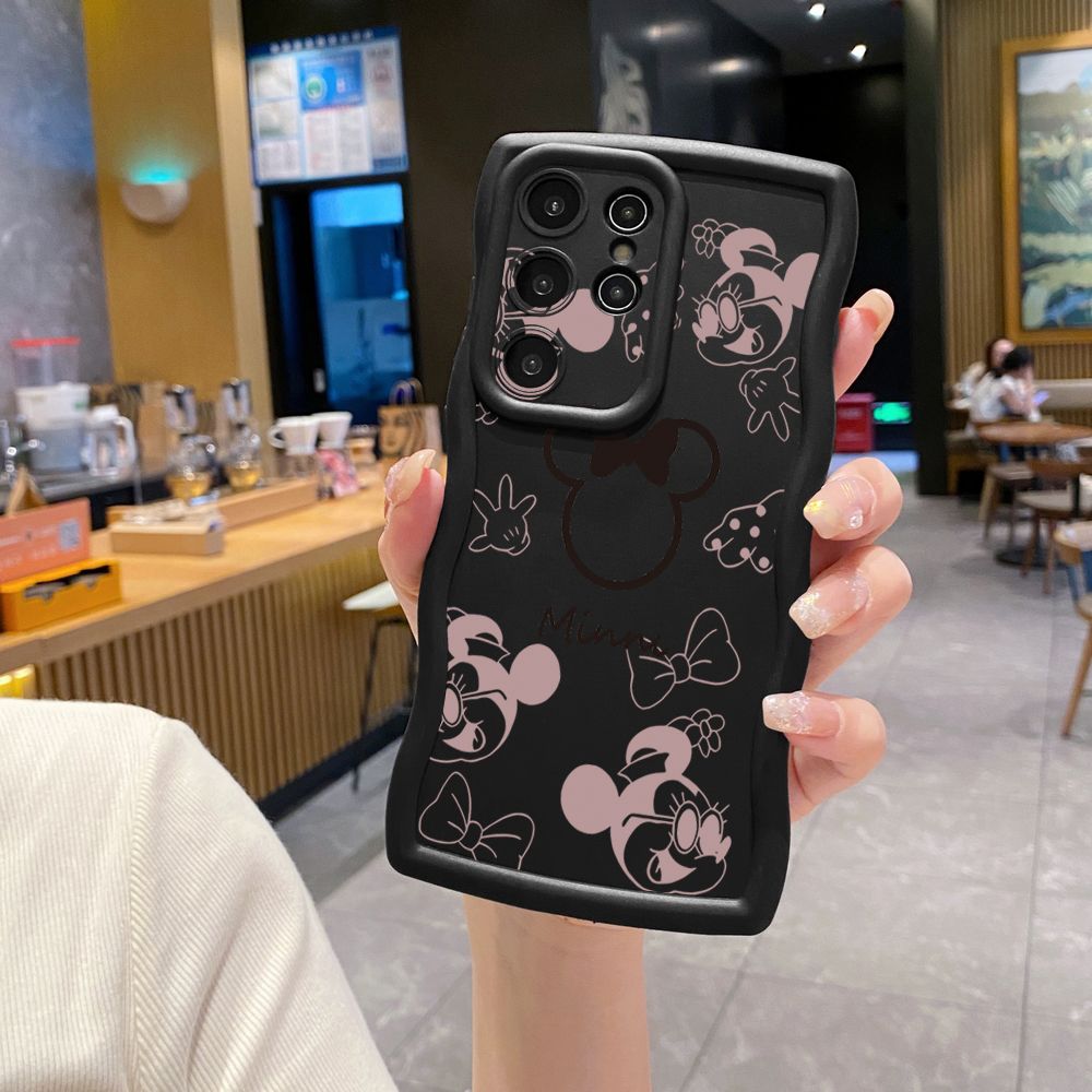 For Samsung Galaxy S24 S23 Ultra S22 Plus S21 FE S20 Fashion Drawing Mickey Minne Mouse Wave Frame Phone Case Anti Drop Cover