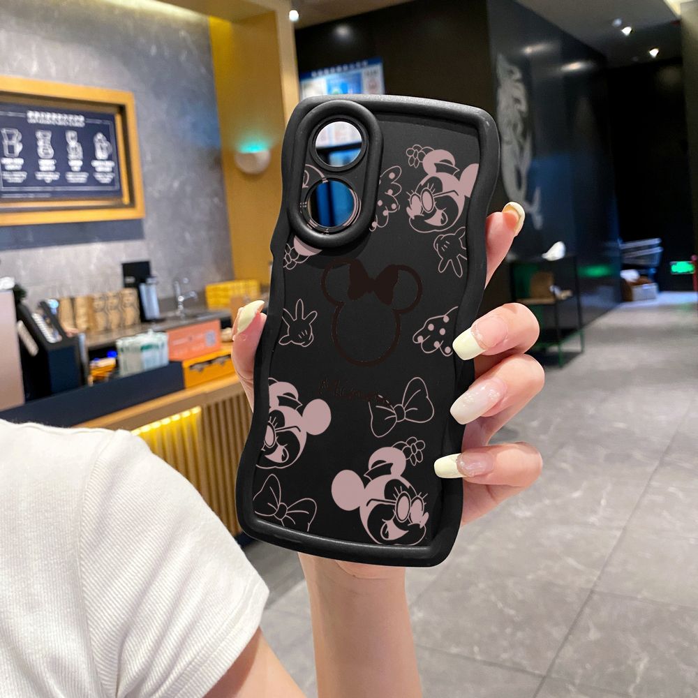 For OPPO Reno 5 6 Lite 7 8 Reno 7Z 8 Z 5F F19 F21 Pro Fashion Drawing Mickey Minne Mouse Wave Frame Phone Case Anti Drop Cover