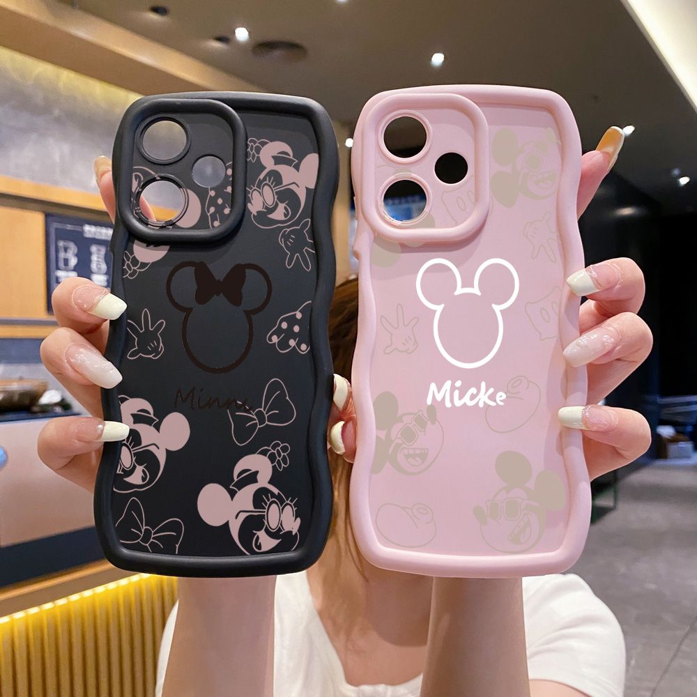 For Realme C67 C53 C51 Note 50 C21Y C25Y C33 C30 C35 9i Fashion Drawing Mickey Minne Mouse Wave Frame Phone Case Anti Drop Cover