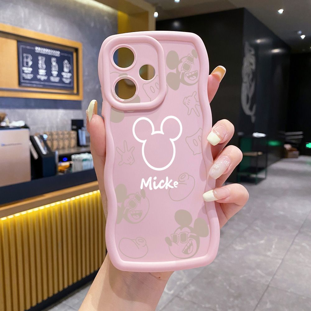For Realme C67 C53 C51 Note 50 C21Y C25Y C33 C30 C35 9i Fashion Drawing Mickey Minne Mouse Wave Frame Phone Case Anti Drop Cover