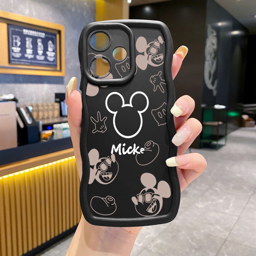 For Realme C67 C53 C51 Note 50 C21Y C25Y C33 C30 C35 9i Fashion Drawing Mickey Minne Mouse Wave Frame Phone Case Anti Drop Cover
