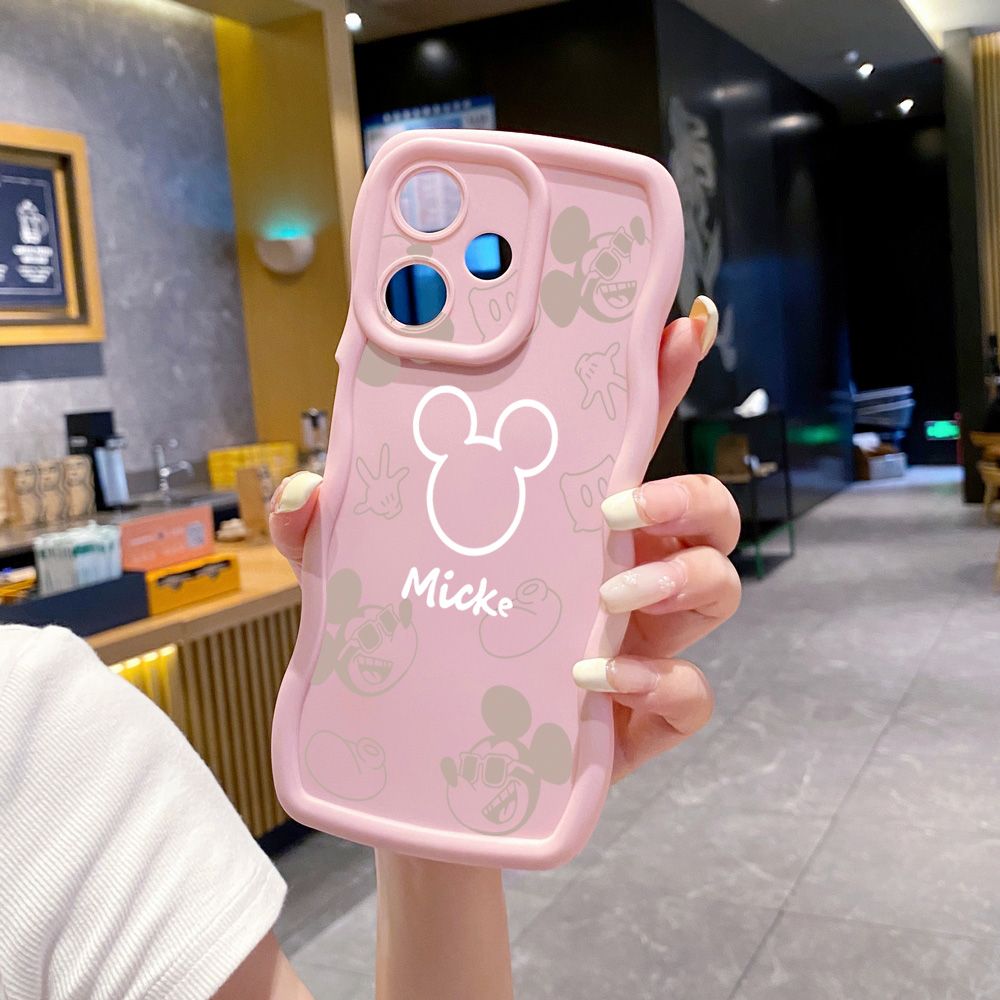 For Realme C67 C53 C51 Note 50 C21Y C25Y C33 C30 C35 9i Fashion Drawing Mickey Minne Mouse Wave Frame Phone Case Anti Drop Cover