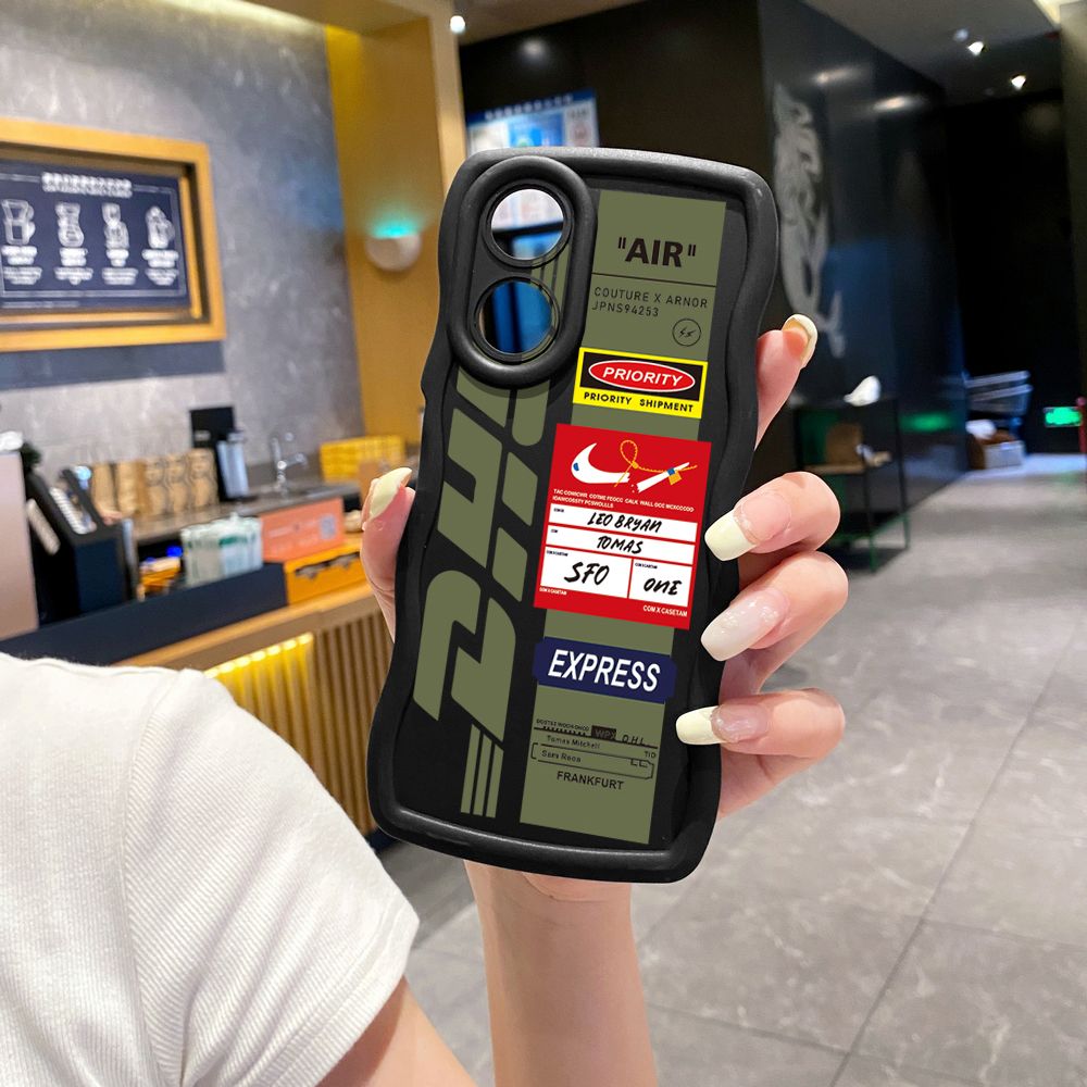 For OPPO Reno 5 6 Lite 7 8 Reno 7Z 8 Z 5F F19 F21 Pro NASA DHL Barcode Label Wave Frame Phone Case Anti Drop Cover