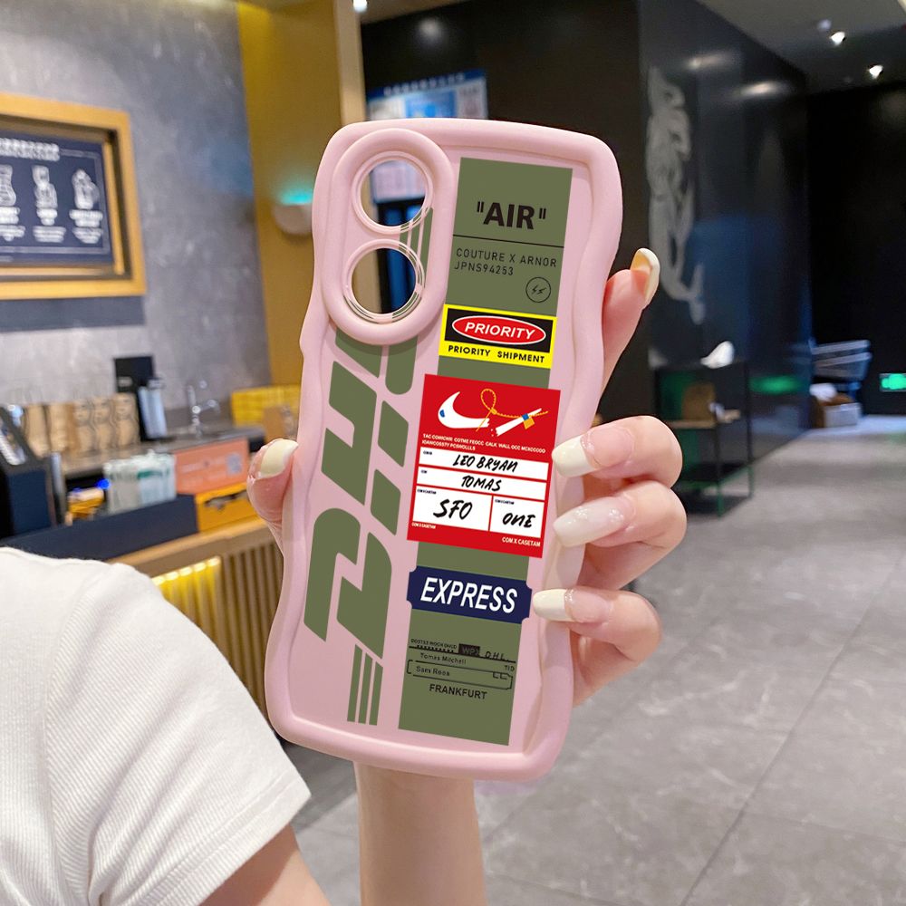 For OPPO Reno 5 6 Lite 7 8 Reno 7Z 8 Z 5F F19 F21 Pro NASA DHL Barcode Label Wave Frame Phone Case Anti Drop Cover