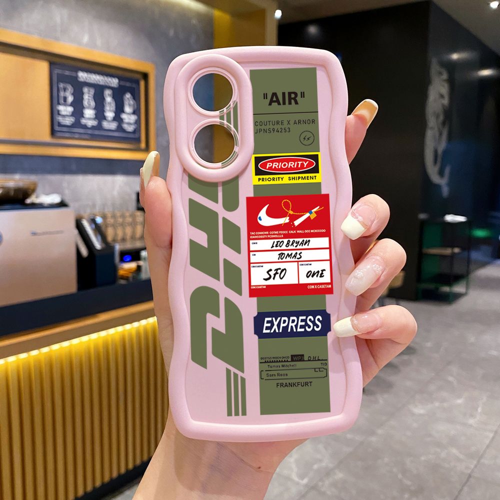 For OPPO Reno 5 6 Lite 7 8 Reno 7Z 8 Z 5F F19 F21 Pro NASA DHL Barcode Label Wave Frame Phone Case Anti Drop Cover