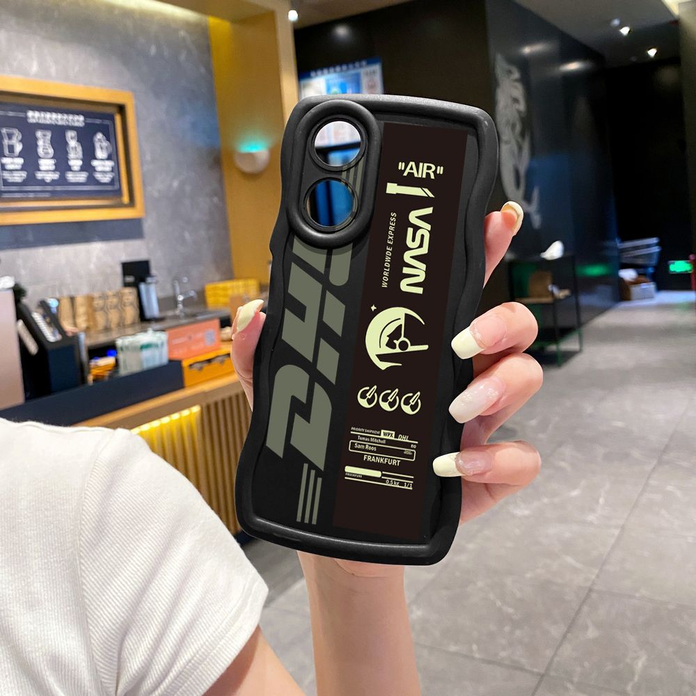 For OPPO Reno 5 6 Lite 7 8 Reno 7Z 8 Z 5F F19 F21 Pro NASA DHL Barcode Label Wave Frame Phone Case Anti Drop Cover