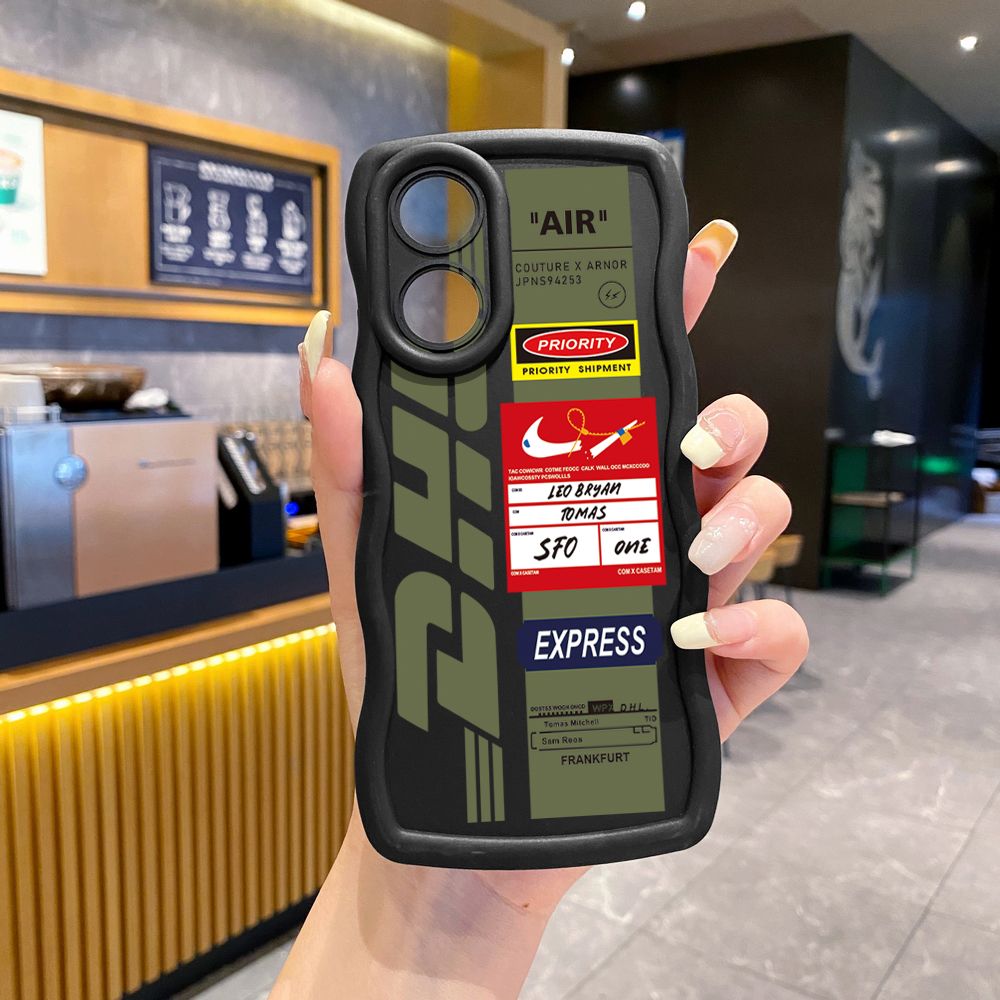 For OPPO Reno 5 6 Lite 7 8 Reno 7Z 8 Z 5F F19 F21 Pro NASA DHL Barcode Label Wave Frame Phone Case Anti Drop Cover