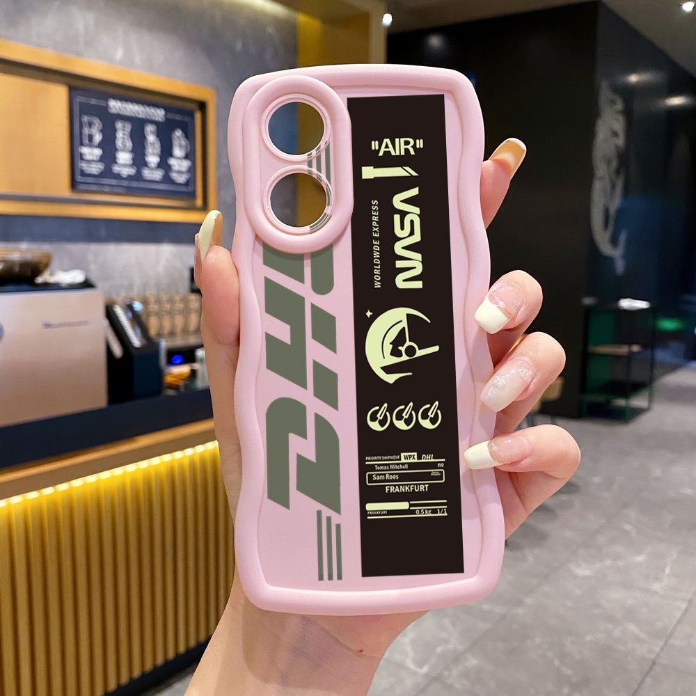 For OPPO Reno 5 6 Lite 7 8 Reno 7Z 8 Z 5F F19 F21 Pro NASA DHL Barcode Label Wave Frame Phone Case Anti Drop Cover