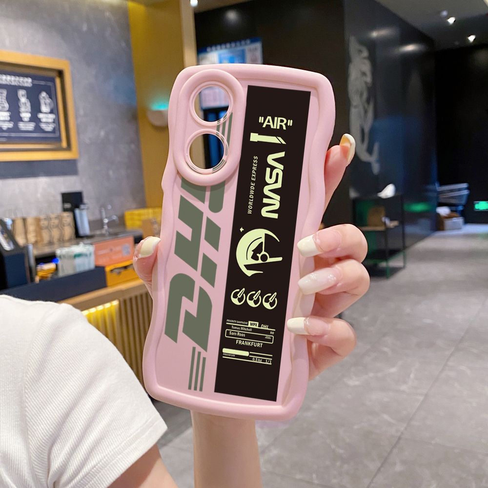 For OPPO Reno 5 6 Lite 7 8 Reno 7Z 8 Z 5F F19 F21 Pro NASA DHL Barcode Label Wave Frame Phone Case Anti Drop Cover