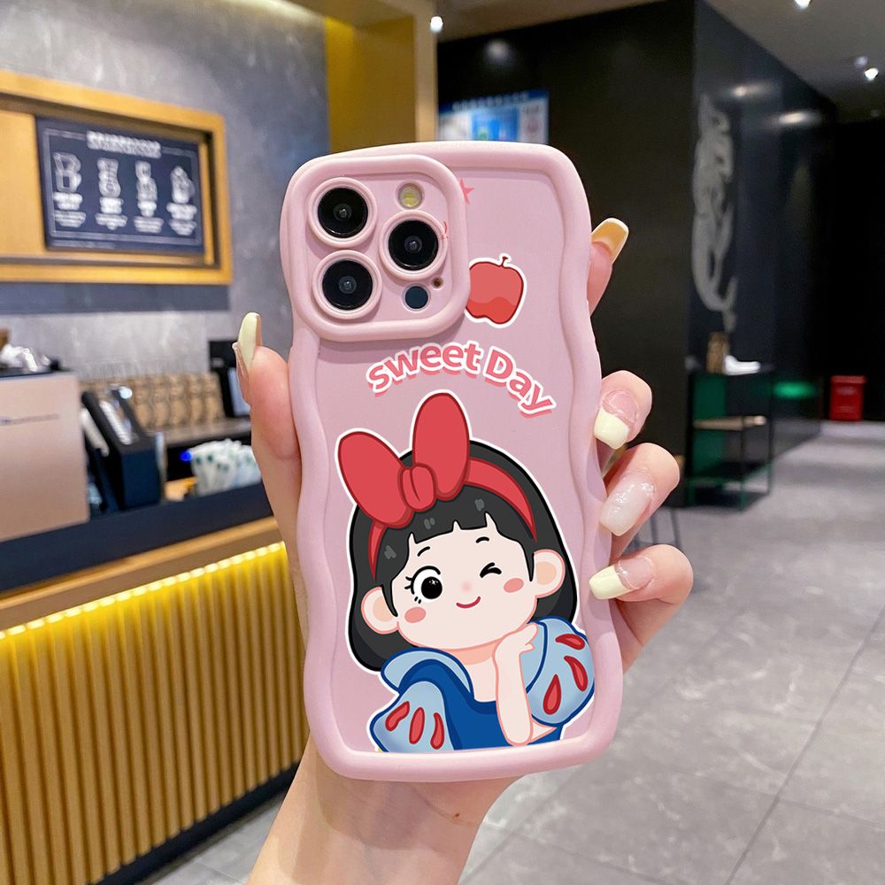 For iPhone 16 Pro Max 15 14 Plus 13 12 11 Pro Max Snow White Wave Frame Phone Case Anti Drop Cover