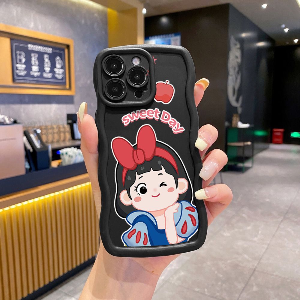 For iPhone 16 Pro Max 15 14 Plus 13 12 11 Pro Max Snow White Wave Frame Phone Case Anti Drop Cover