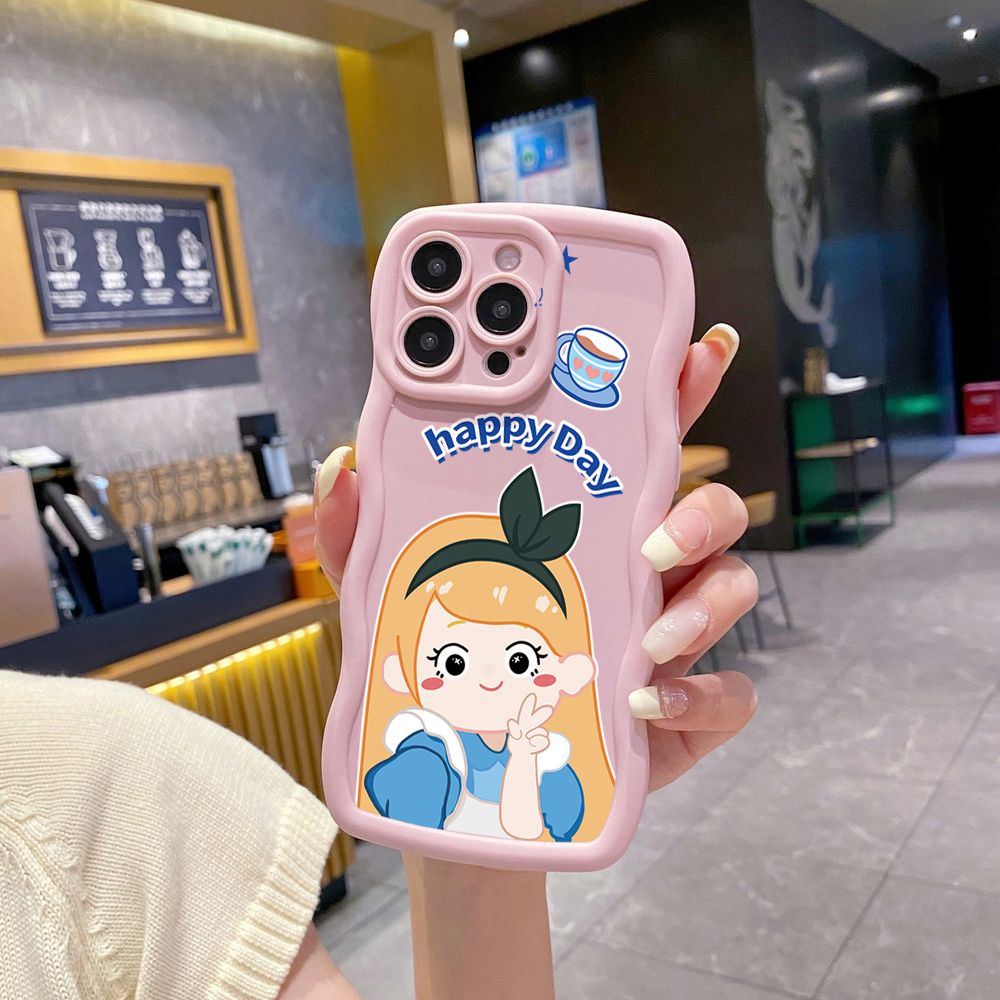 For iPhone 16 Pro Max 15 14 Plus 13 12 11 Pro Max Snow White Wave Frame Phone Case Anti Drop Cover