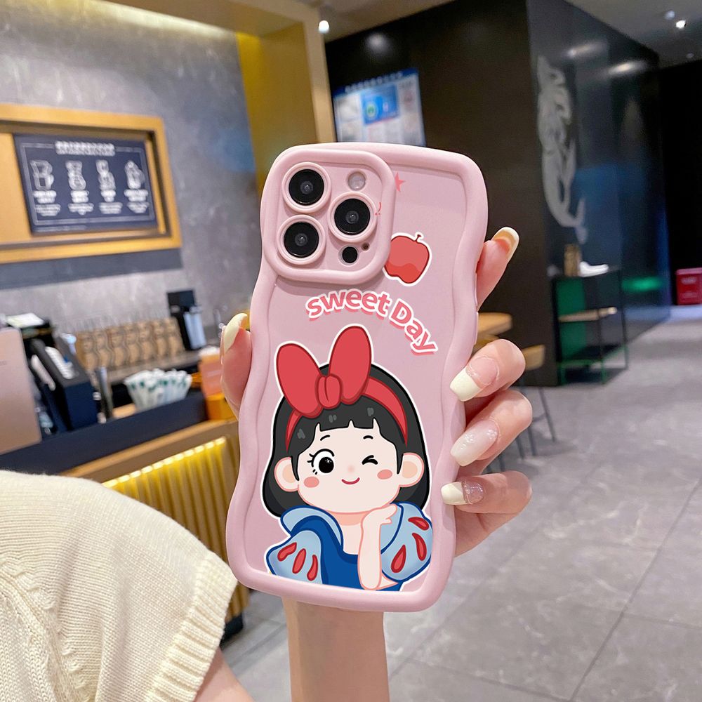 For iPhone 16 Pro Max 15 14 Plus 13 12 11 Pro Max Snow White Wave Frame Phone Case Anti Drop Cover
