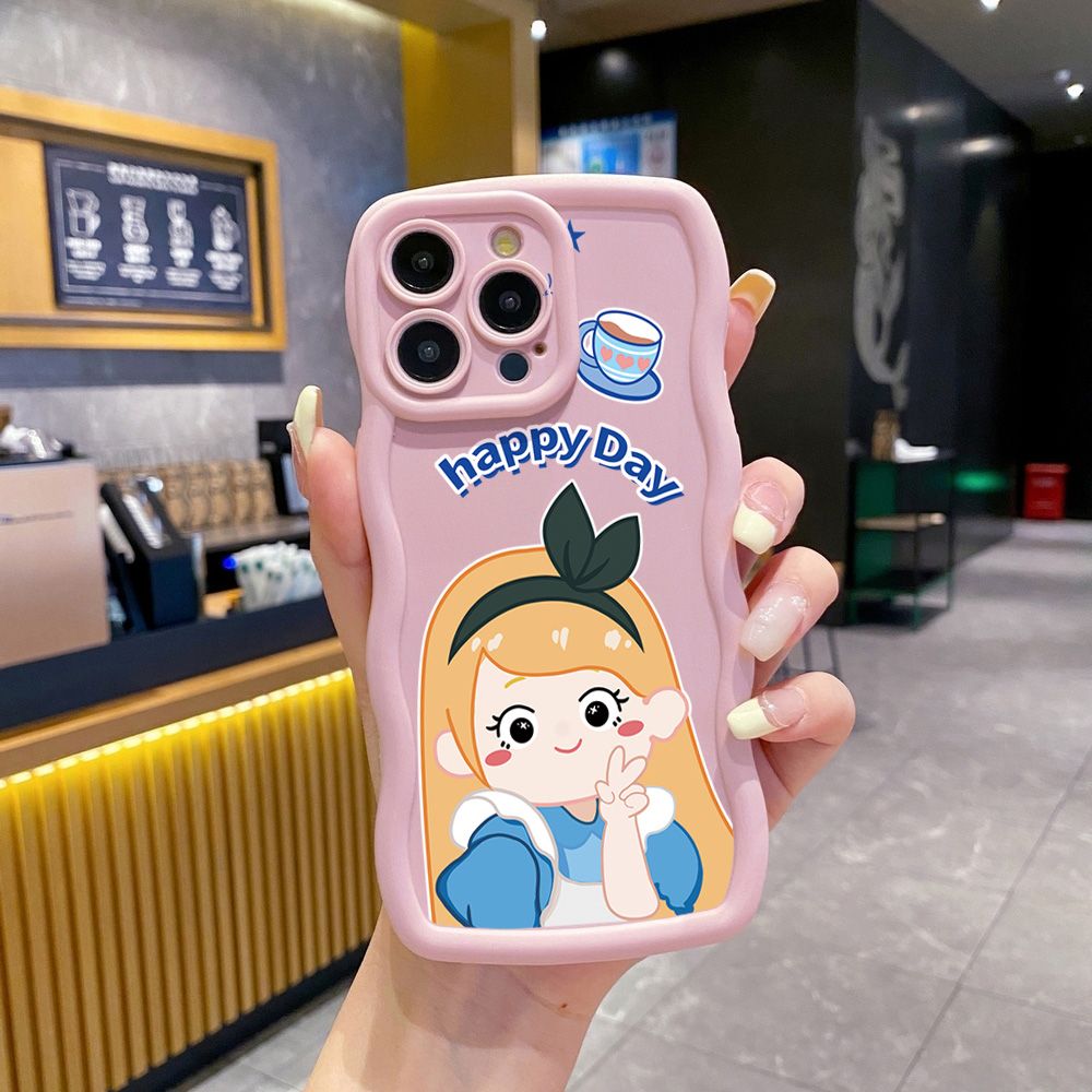 For iPhone 16 Pro Max 15 14 Plus 13 12 11 Pro Max Snow White Wave Frame Phone Case Anti Drop Cover