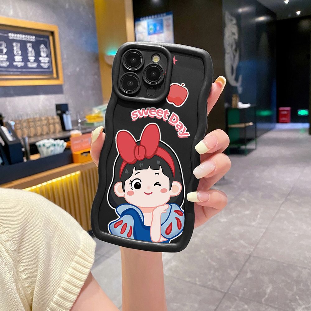 For iPhone 16 Pro Max 15 14 Plus 13 12 11 Pro Max Snow White Wave Frame Phone Case Anti Drop Cover